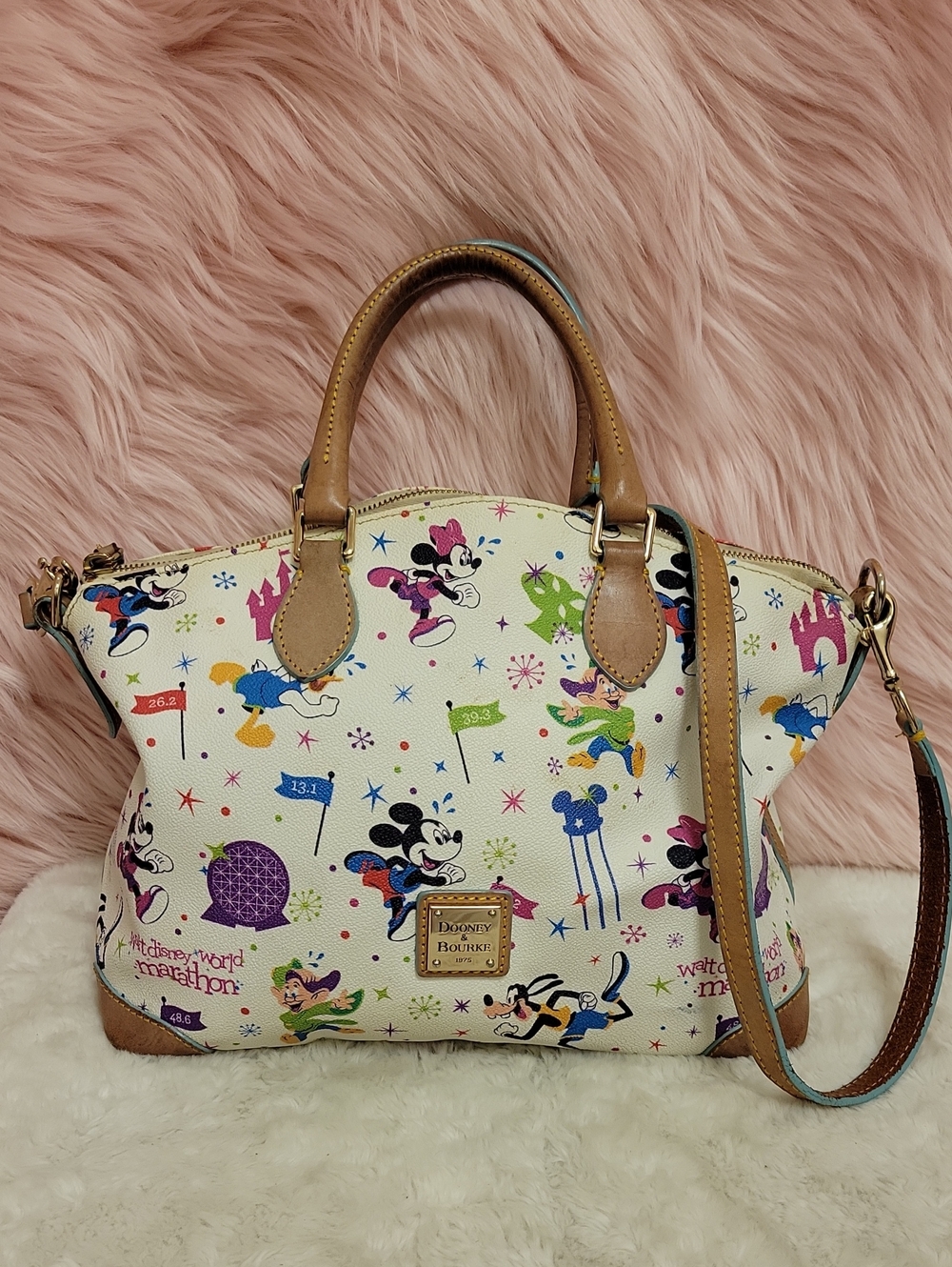 Dooney & Bourke White Disney Character 2015 Marathon  LPrint Satchel